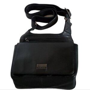 Perlina Black Leather Bag Crossbody Shoulder Handbag Purse WOMEN'S WOMAN'S